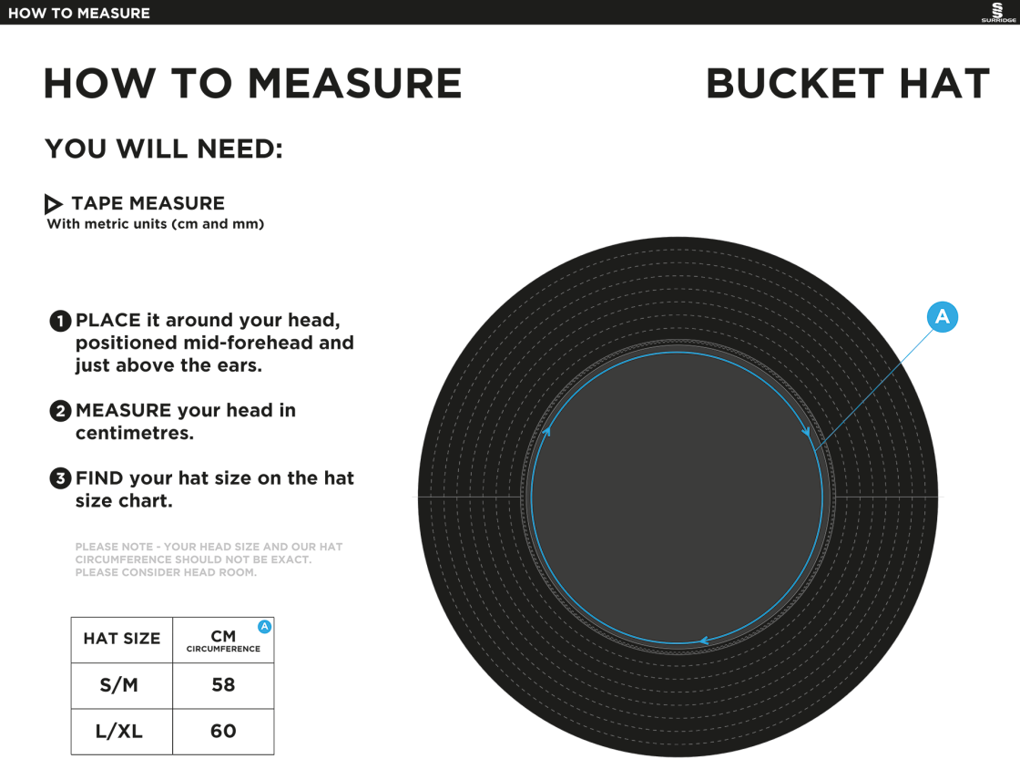VICKERSTON CC Dual Bucket Hat - Navy - Size Guide